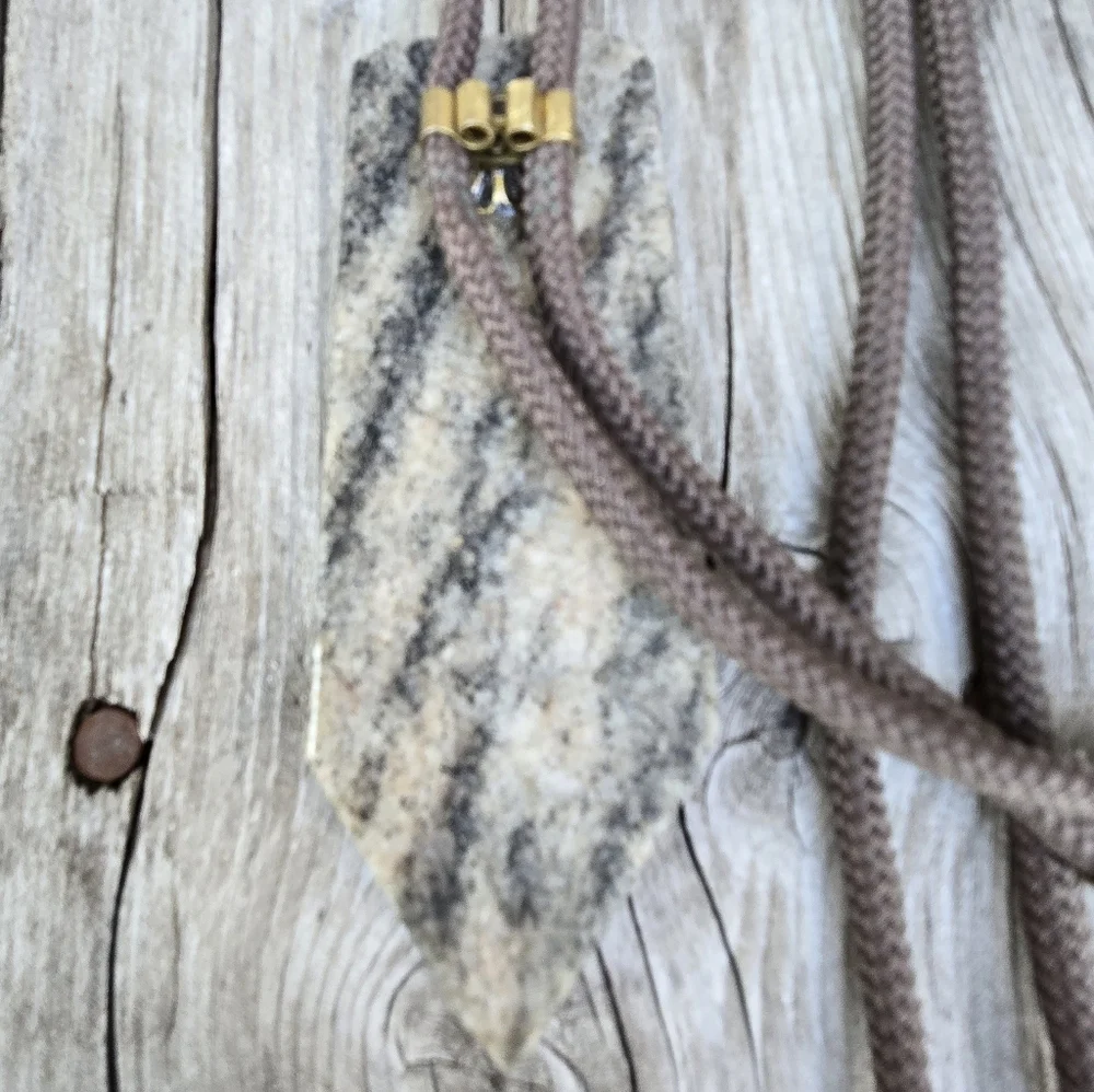 Vtg western bolero tie brown cord natural stone